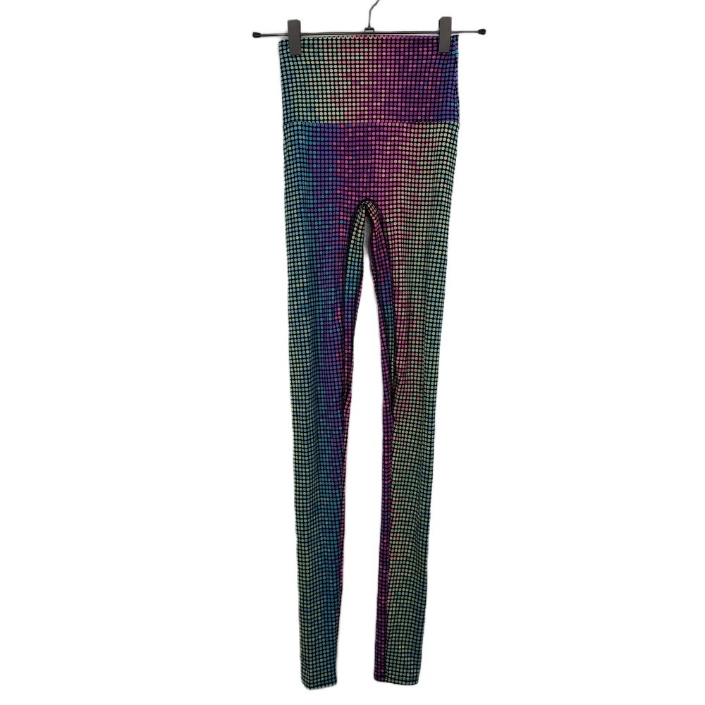 K Deer Disco Dot Leggings Womens XS Pink Multicolor Yoga Gym Workout Color 31.5"